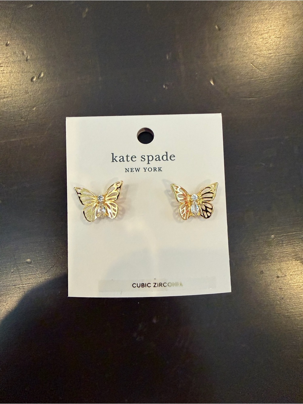 kate spade Gold Butterfly Stud Earrings with Pink Pouch - Picture 2 of 3